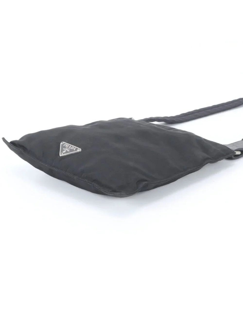 Prada Tessuto Nylon Triangle Logo Shoulder Bag Crossbody Messenger Black